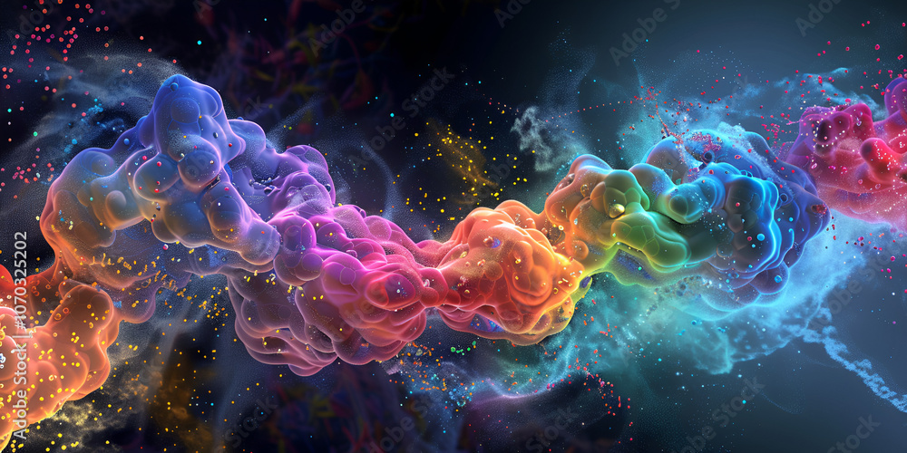 Abstract Rainbow Molecular Structure with Fluid Effect, Dynamic Colorful Molecule with Gradient Motion Abstract Rainbow Molecular Structure with Fluid Effect, Dynamic Colorful Molecule with Gradient Motion