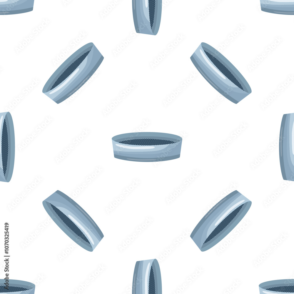 Kitchen sieves rotating on a white background creating a seamless pattern, ideal for kitchenware, cooking, or baking related designs Kitchen sieves rotating on a white background creating a seamless pattern, ideal for kitchenware, cooking, or baking related designs