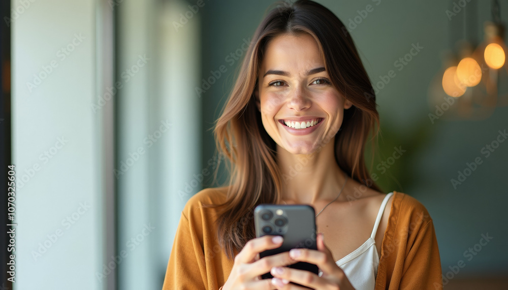 Smiling Woman Using Phone Smiling Woman Using Phone