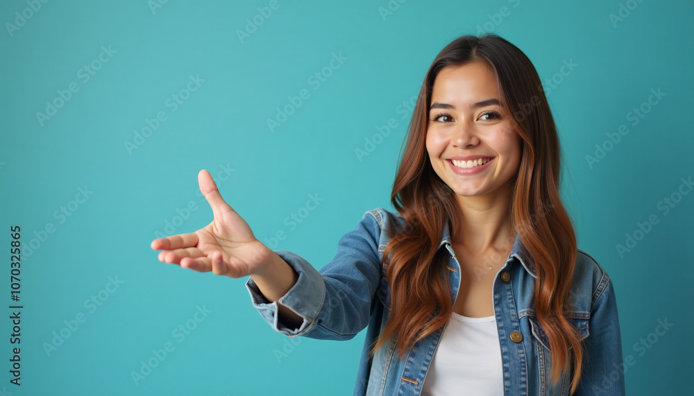 Smiling Woman Offering a Hand Smiling Woman Offering a Hand