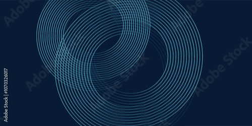 Dark abstract background with blue glowing circle lines. Geometric stripe line art design. Modern shiny blue lines. Futuristic technology concept. vektor