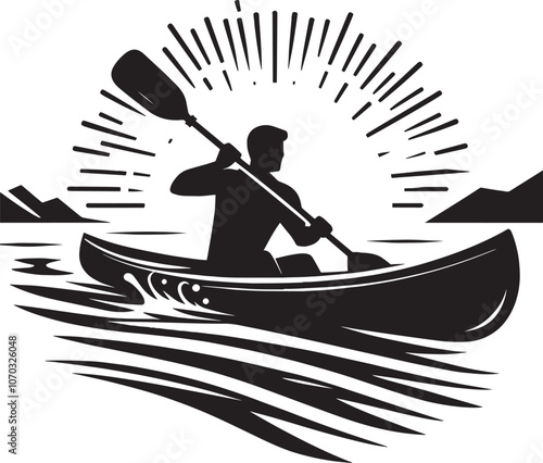 Canoe silhouette vector illustration isolated on a white background