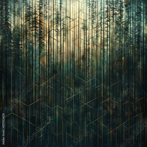 Aesthetic, Dark, Landscapes, Geometrically-patterned, Moody, Illustration, Kalevala, Twin Peaks