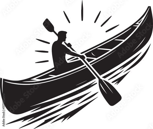 Canoe silhouette vector illustration isolated on a white background