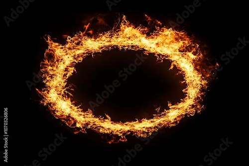 Fire flames creating a perfect circle on a black background