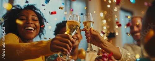 Diverse family toasting wit...