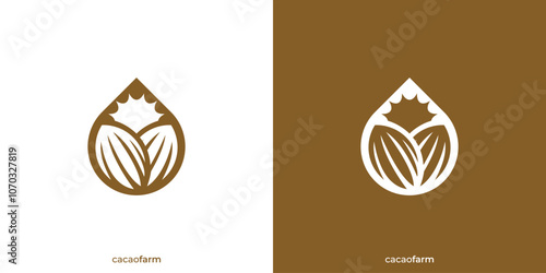 Cacao Farm. Chocolate Farm with Minimalist Style. Natural Cacao Beans Logo, Icon, Symbol, Vector, Design Inspiration.