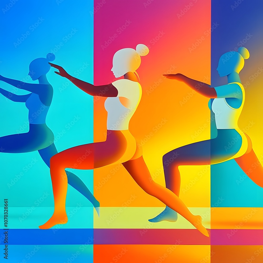 Fototapeta premium Neon Lit Aerobics Class