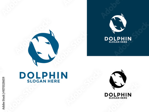 Circle dolphin logo design vector illustration, Dolphin logo design template