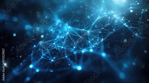 Futuristic Digital Network with Glowing Blue Nodes and Connected Lines Representing Data Systems, Big Data, and Cyber Networks in a High-Tech Abstract Visualization