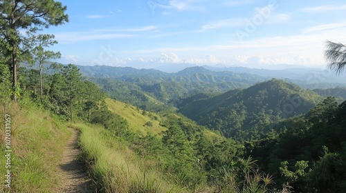 Scenic Mountain Landscape Under Clear Blue Sky