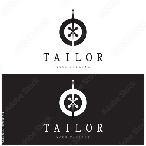 tailor logo icon illustration template combination of buttons for clothes, thread and sewing machine, for clothing product design, convection companies, fashion in vector form