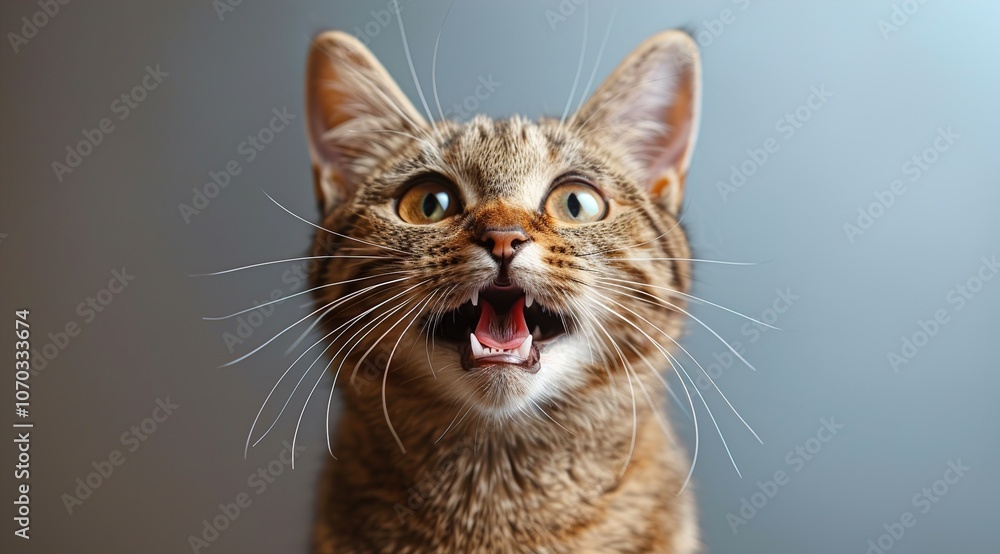 Portrait of a funny surprised cat, closeup, isolated on transparent Portrait of a funny surprised cat, closeup, isolated on transparent