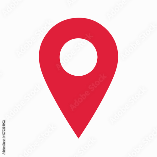 Red location pin icon on a white background