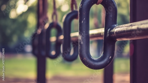 Close-Up of Playground Fitness Equipment in Park