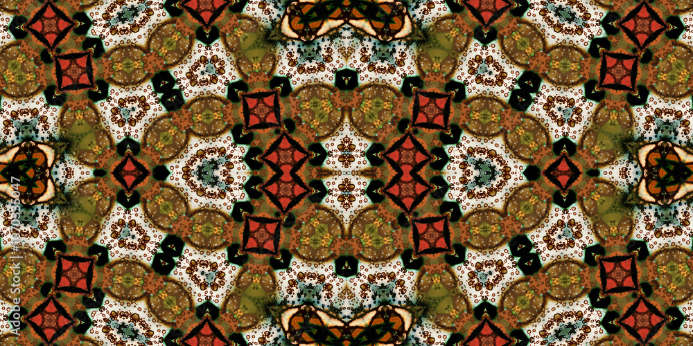 Fototapeta premium Seamless kaleidoscope pattern. The texture of the woven pattern. Endless pattern