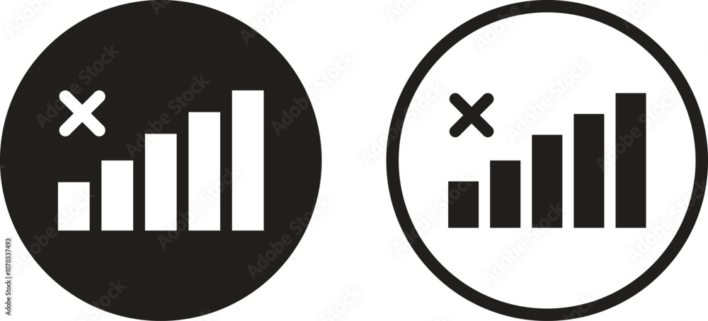 Obraz premium No signal icon set in two styles . Poor signal strength icon . No signal notification icon vector