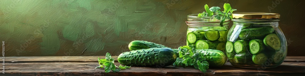 Pickling cucumbers in a glass jar. Selective focus Pickling cucumbers in a glass jar. Selective focus