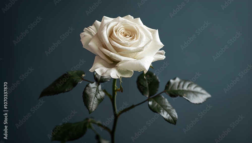 Fototapeta premium Single white rose isolated on transparent 