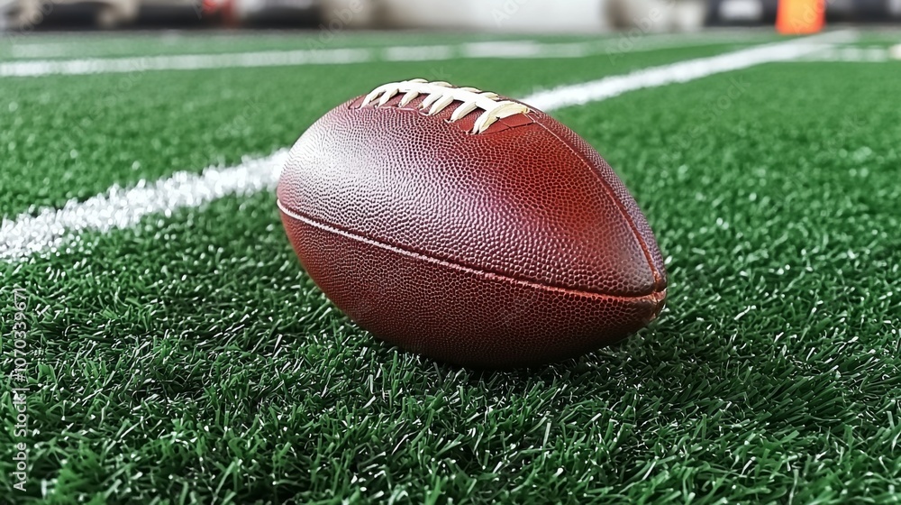 Highquality stock image of football on green field Highquality stock image of football on green field