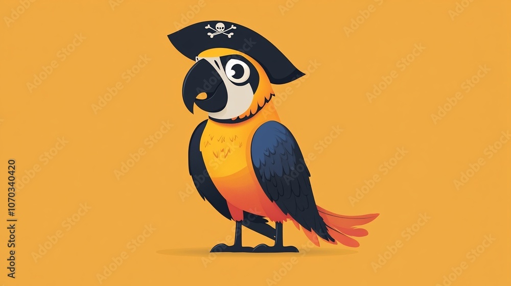 A cartoon parrot wearing a pirate hat. A cartoon parrot wearing a pirate hat.