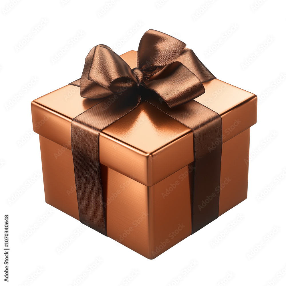 Gift of Celebration: A luxurious copper gift box adorned with a rich brown satin ribbon, evoking a sense of elegance and special occasions. The perfect image for birthdays, anniversaries, holidays. Gift of Celebration: A luxurious copper gift box adorned with a rich brown satin ribbon, evoking a sense of elegance and special occasions. The perfect image for birthdays, anniversaries, holidays.