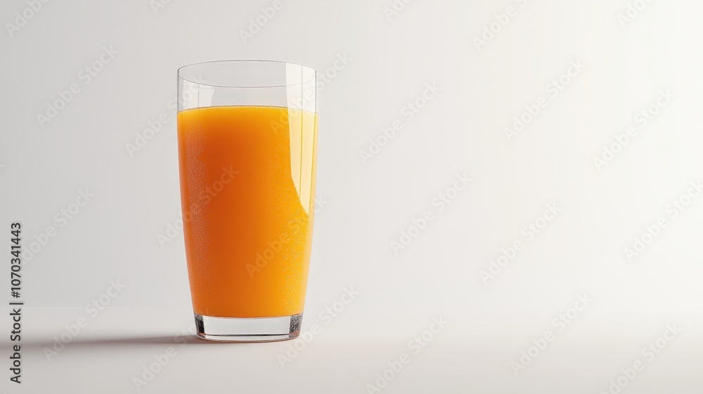 A glass filled with chilled fruit juice rests on a transparent white backdrop A glass filled with chilled fruit juice rests on a transparent white backdrop
