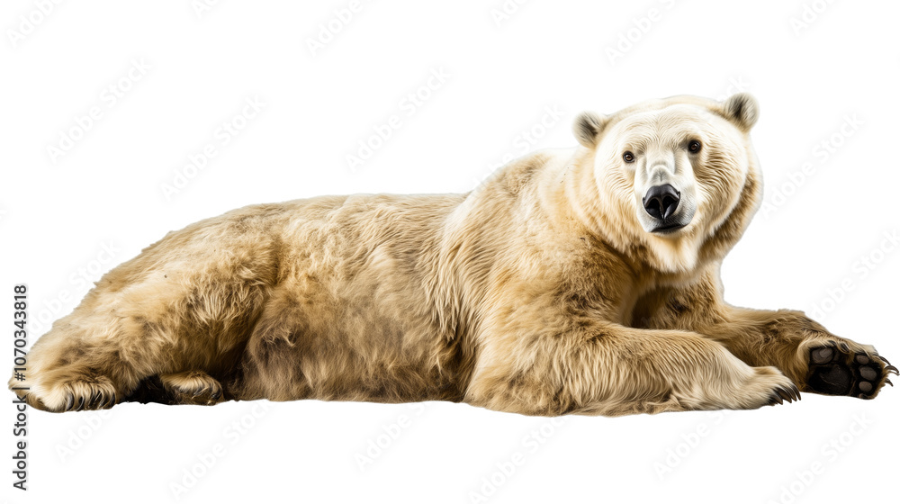 Fototapeta premium white polar bear lying isolated on transparent background