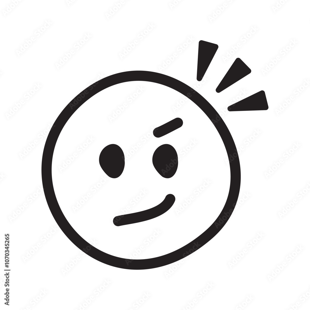 Fototapeta premium 手書きのかわいい絵文字・顔文字アイコン ドヤ顔 キメ顔 黒