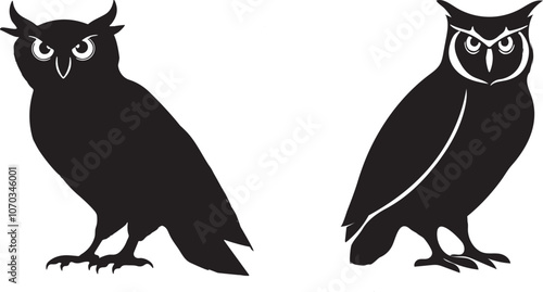 Owls silhouette vector style with white background