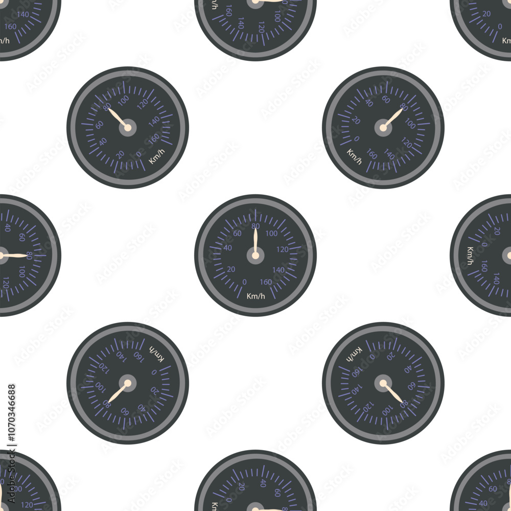 Seamless pattern of speedometers indicating velocity in kilometers per hour, creating a dynamic and repetitive design Seamless pattern of speedometers indicating velocity in kilometers per hour, creating a dynamic and repetitive design