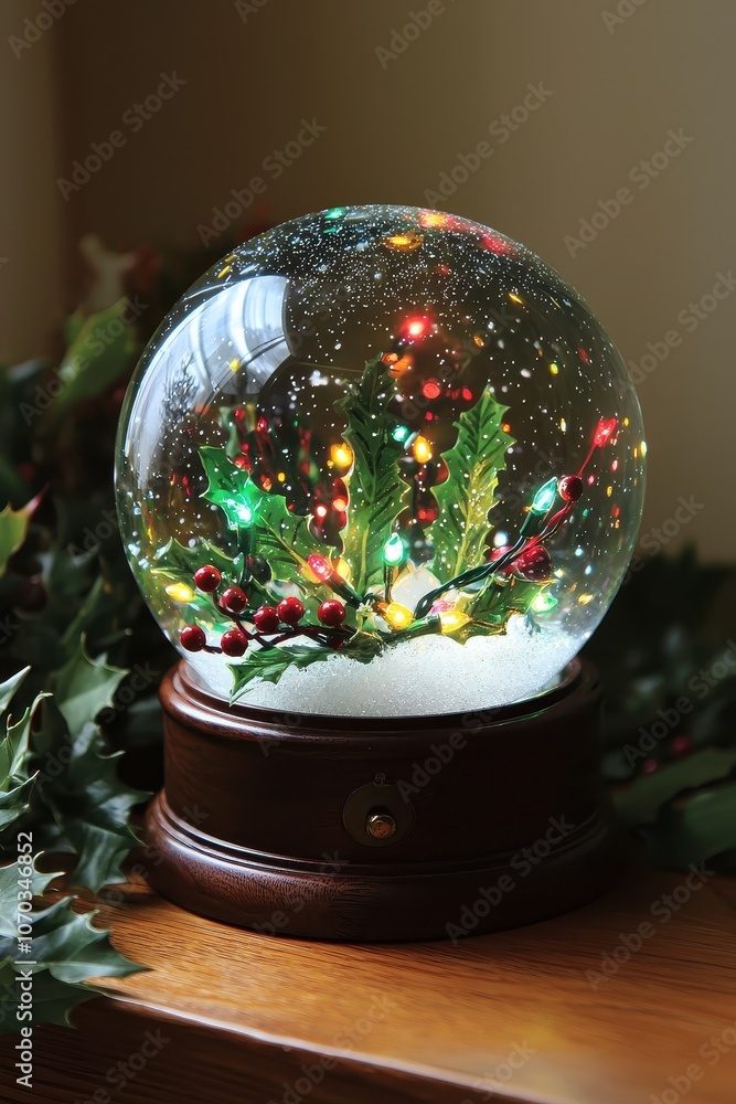 Glass Christmas ball on a stand. Selective focus Glass Christmas ball on a stand. Selective focus