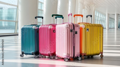 Colorful Luggage in Modern Travel Terminal