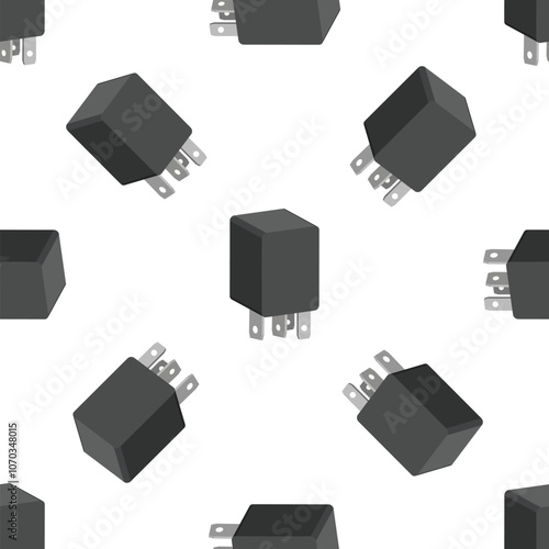 Seamless pattern of automotive electromagnetic relays ensuring current flow in electrical circuits, a key component in vehicle electronics