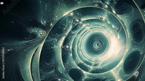 A circular pattern of overlapping rings hinting at the cyclical nature of the universe in quantum loop gravity.