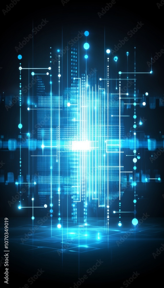 Abstract Technology Background With Glowing Lights, Lines, And Grid. Futuristic Concept Design. Abstract Technology Background With Glowing Lights, Lines, And Grid. Futuristic Concept Design.