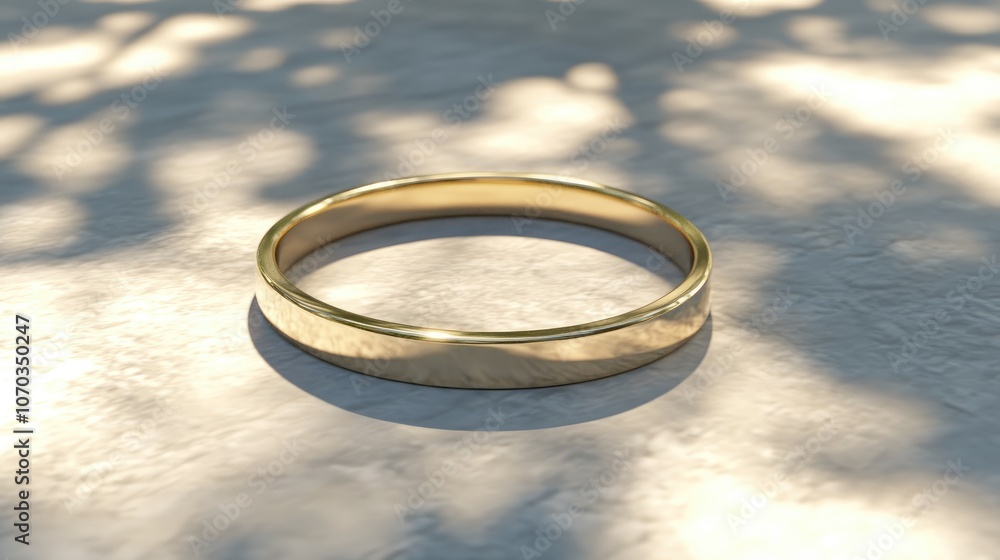 Elegant Gold Ring on Textured Surface Elegant Gold Ring on Textured Surface