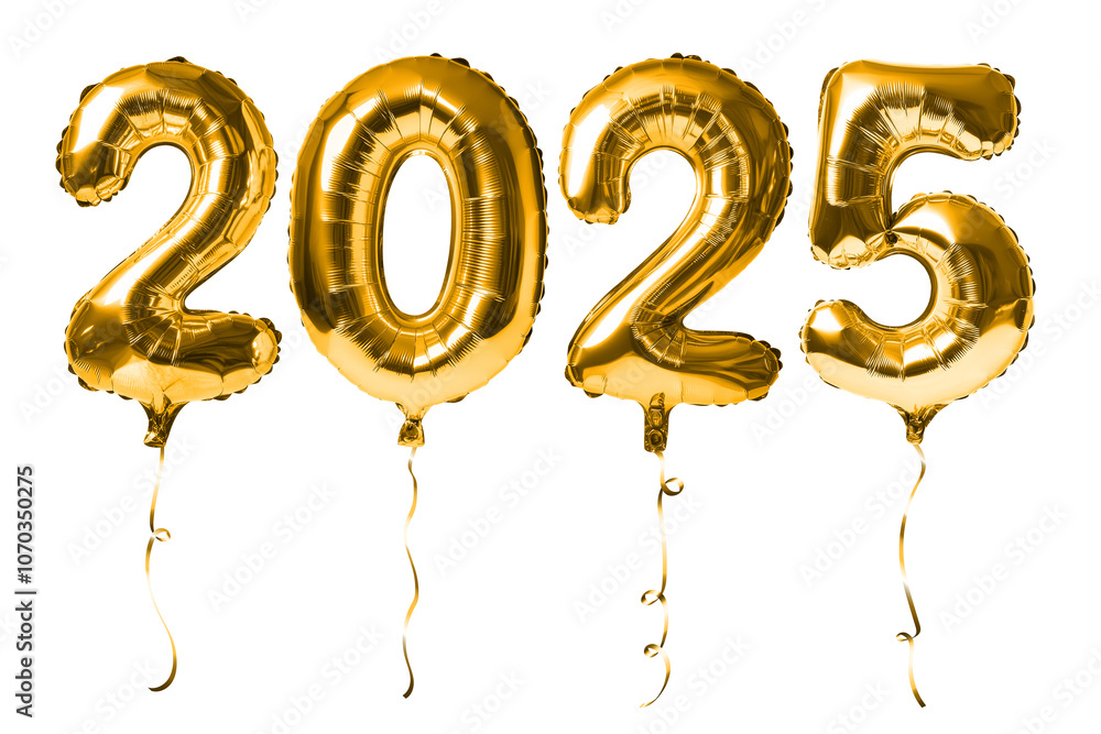 Shiny golden balloons forming the number 2025 isolated on a transparent background, symbolizing celebration and future events. Perfect for New Year, parties, or milestone occasions Shiny golden balloons forming the number 2025 isolated on a transparent background, symbolizing celebration and future events. Perfect for New Year, parties, or milestone occasions