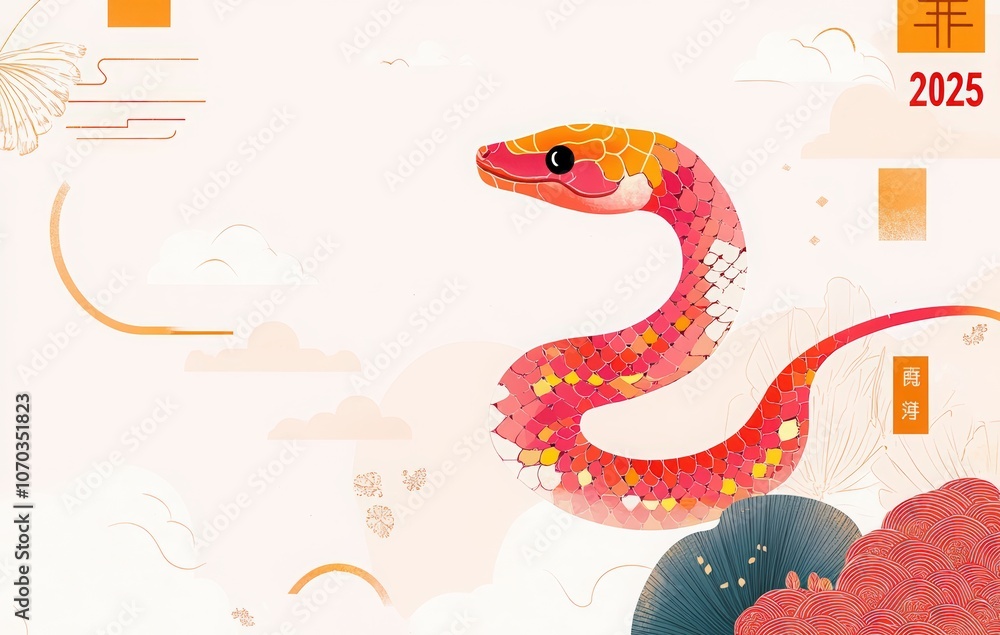 Fototapeta premium red lanterns, firecrackers, fireworks, auspicious clouds. 2025 Chinese New Year. Happy New Year 2025