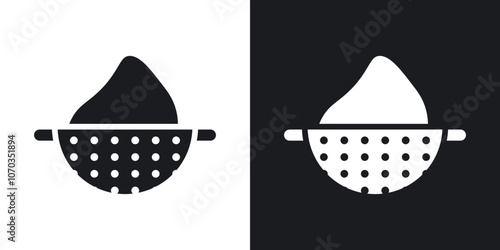 Sieve icon in solid black and white color