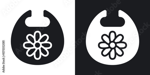 Baby bib icon in solid black and white color