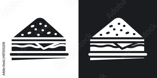 Sandwich icon in solid black and white color