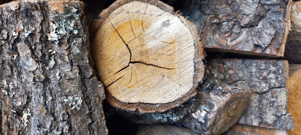 Detailed View of Firewood Pile – Warm, Rustic Texture Detailed View of Firewood Pile – Warm, Rustic Texture