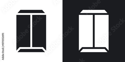 Document envelope icon in solid black and white color