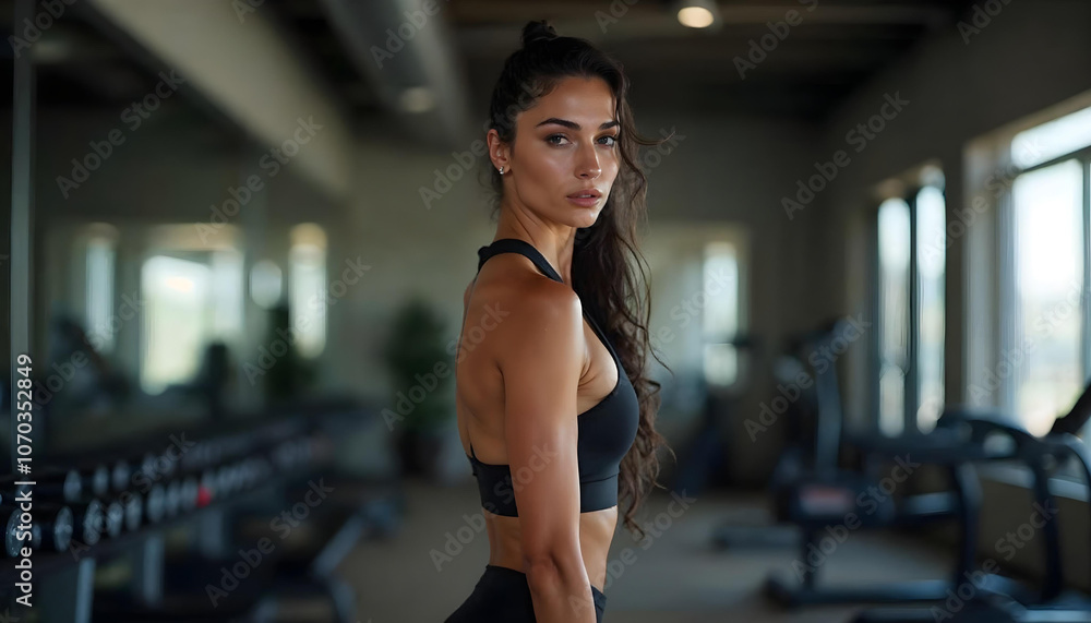 Fit woman in gym studio ready for training - workout sport photography Fit woman in gym studio ready for training - workout sport photography