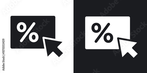 Click through rate icon in solid black and white color