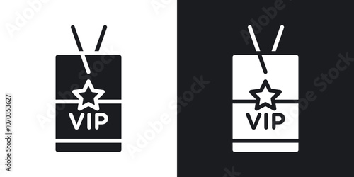 VIP icon in solid black and white color