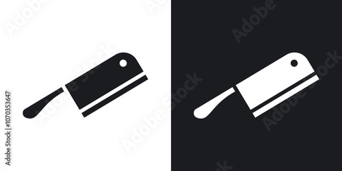 Butcher knife icon in solid black and white color