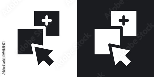 Drag and drop icon in solid black and white color