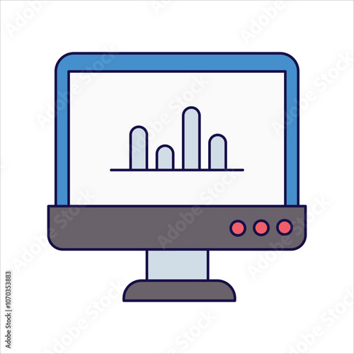 Statistic  color line icon with white background vector stock illustration